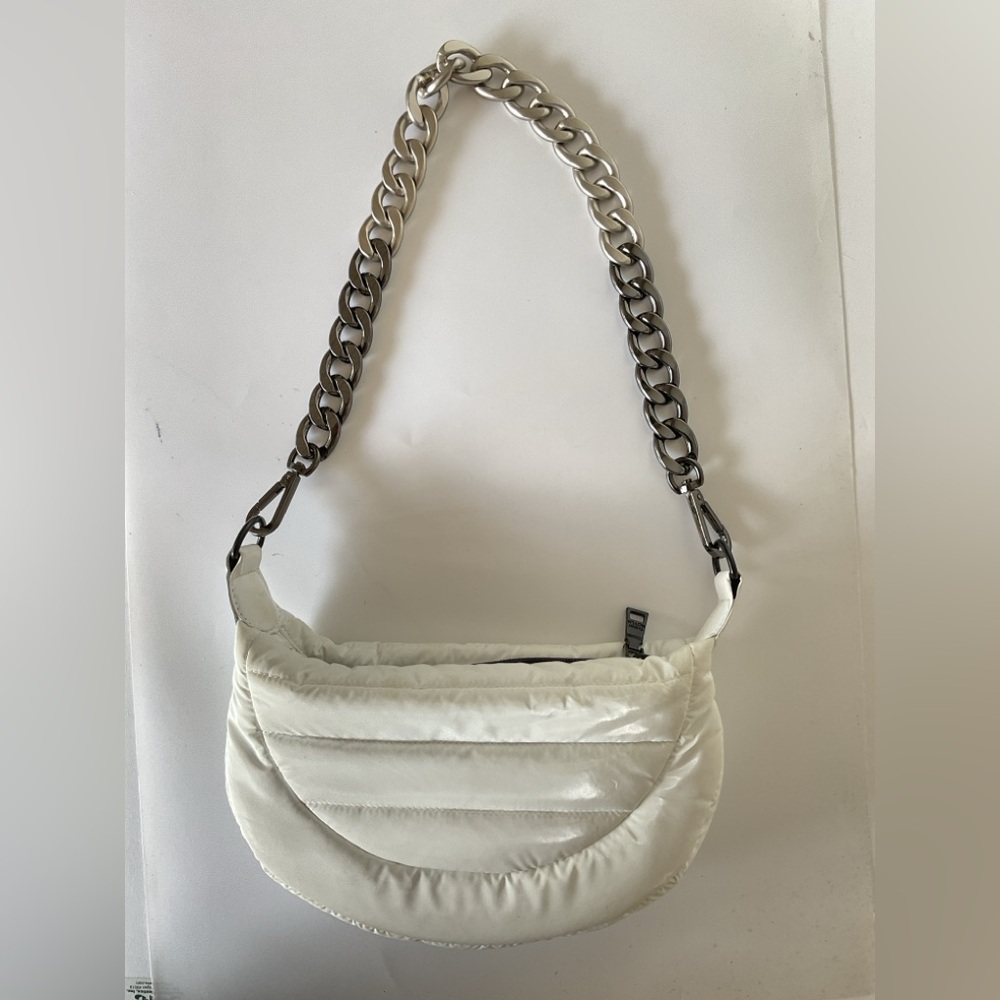 Think Royln White Crescent Puffer Bag